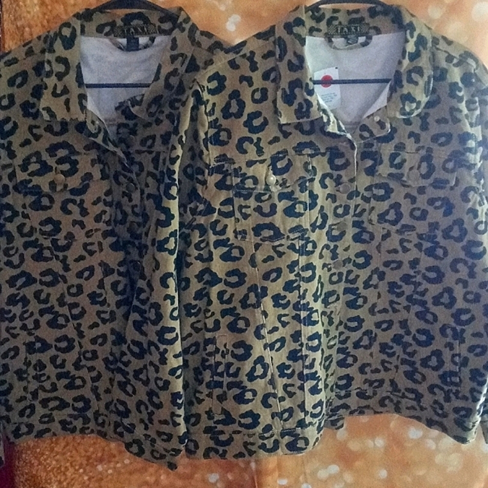 NWT: Leopard print Jean jackets. One Has 4 Buttons Missing. ($20)